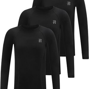 Runhit Black Compression Long Sleeve Base Layer Set of 3 Boys Youth XL